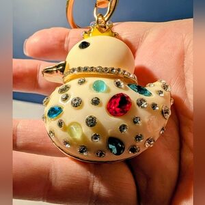 Jeweled "Rubber Ducky" Keychain with Crown Pastel Yellow